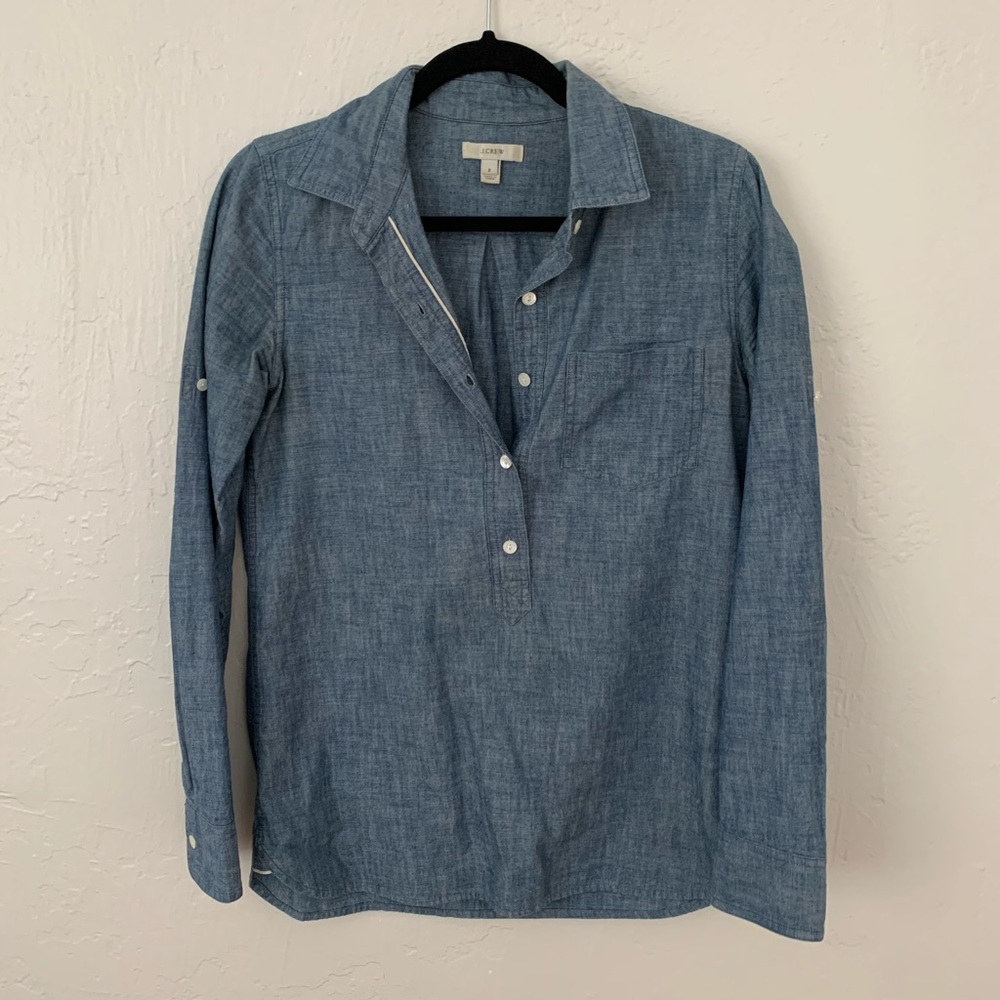 J. Crew Chambray Pullover Button Down Top | 2 - image 2